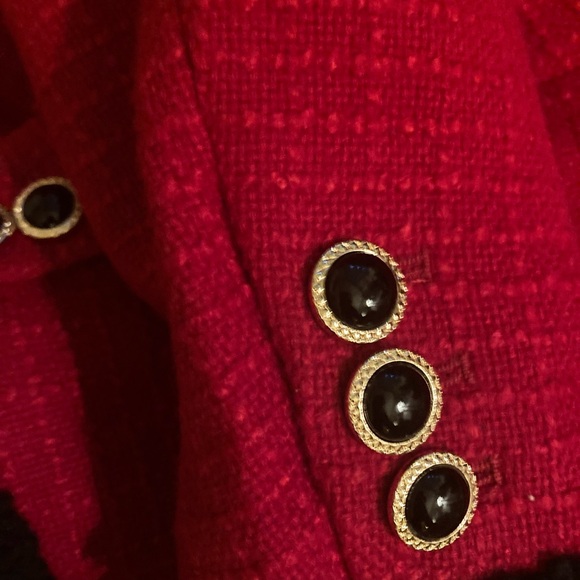 Alessandra Rich Wool Red Skirt Set with Black Accents - Picture 12 of 15